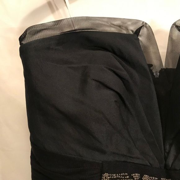 Kay Unger New York Black Cocktail Deep V Tie Back Sash Size 6 - Picture 5 of 10